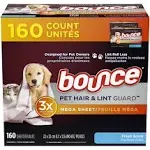 BOUNCE Pet Hair &amp; Lint Guard MEGA Dryer Sheets - 3X Pet Hair Fighter ~ 160 Count