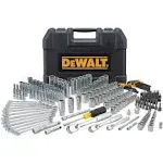 DeWalt Mechanic Tool Set, 247-Piece, 1/4 in., 3/8 in. and 1/2 in. Drive, SAE, Ratchets, Sockets, Hex Keys, Combination Wrenches, Polish Chrome