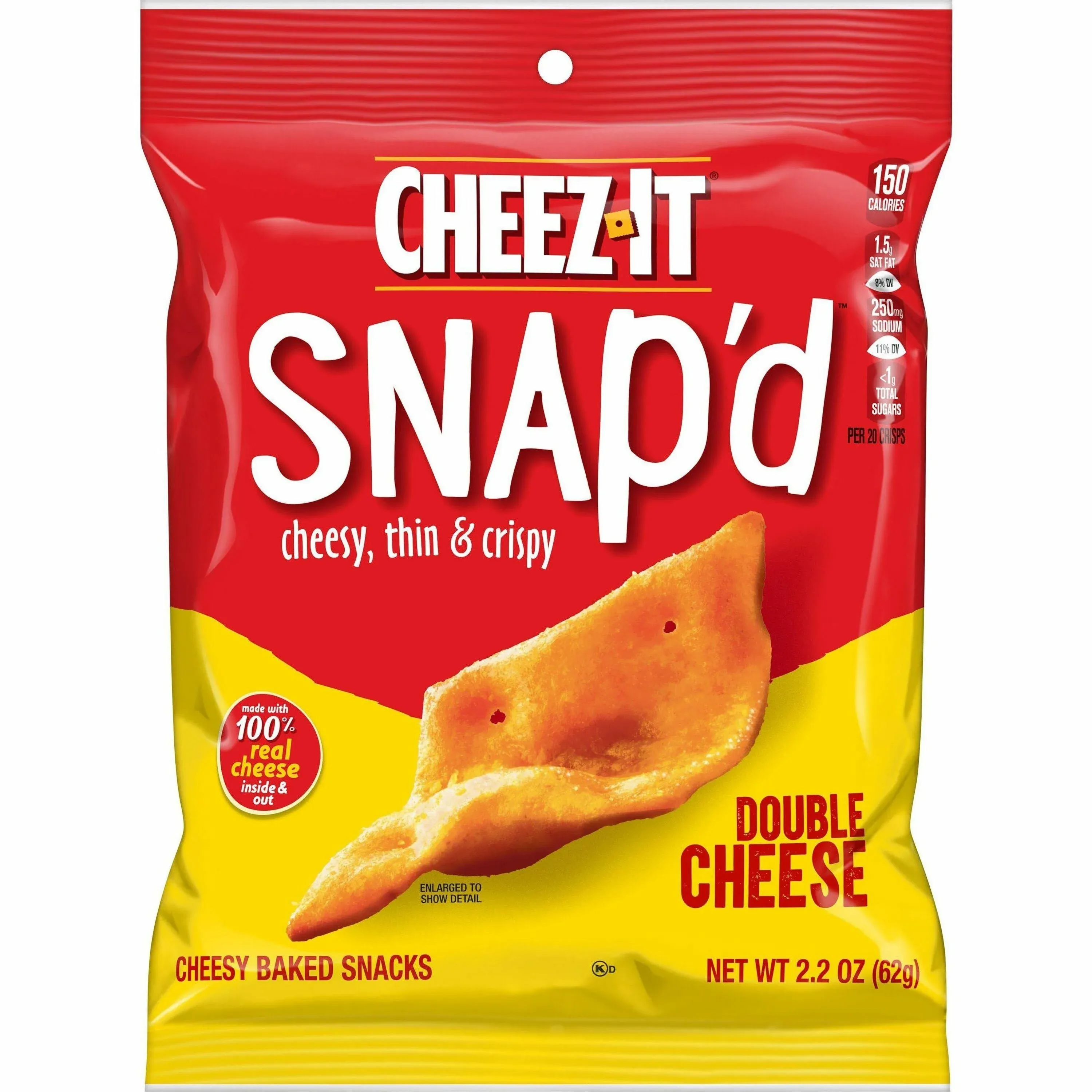 Sunshine® Cheez-It Snap'd Crackers, Double Cheese, 2.2 Oz Pouch, 6/pack