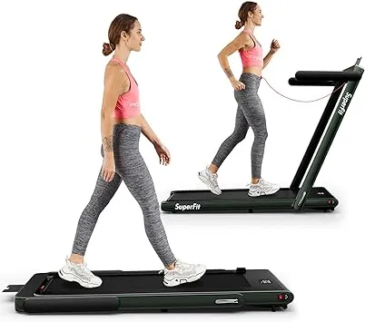 Goplus 2 in 1 Folding Treadmill, 2.25HP Superfit Under Desk Electric Treadmill, Installation-Free with Blue Tooth Speaker, Remote Control, APP Control and LED Display, Walking Jogging for Home Office