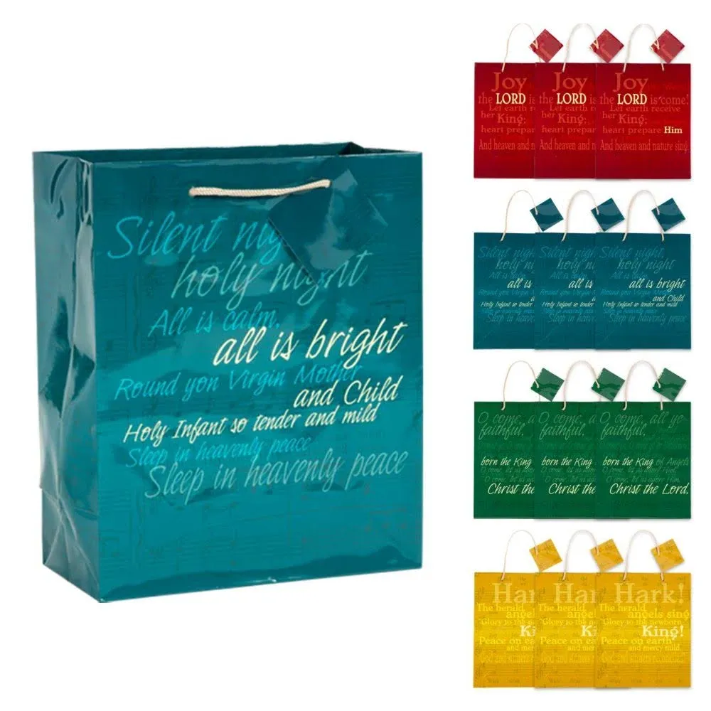 7 1/2 x 9 Medium Religious Hymn Gift Bags with Tags - 12 Pc.