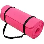 BalanceFrom  1&#034; Extra Thick Exercise Yoga Mat with Carrying Strap, Pink (Used)