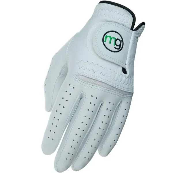 MG DynaGrip Elite Golf Glove Mens Cabretta Leather White CADET Left Handed SMALL