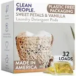 The Clean People Laundry Detergent Pods - Hypoallergenic Laundry Pods - Ultra Concentrated, Recyclable Packaging, Stain Fighting - Sweet Petals, 32