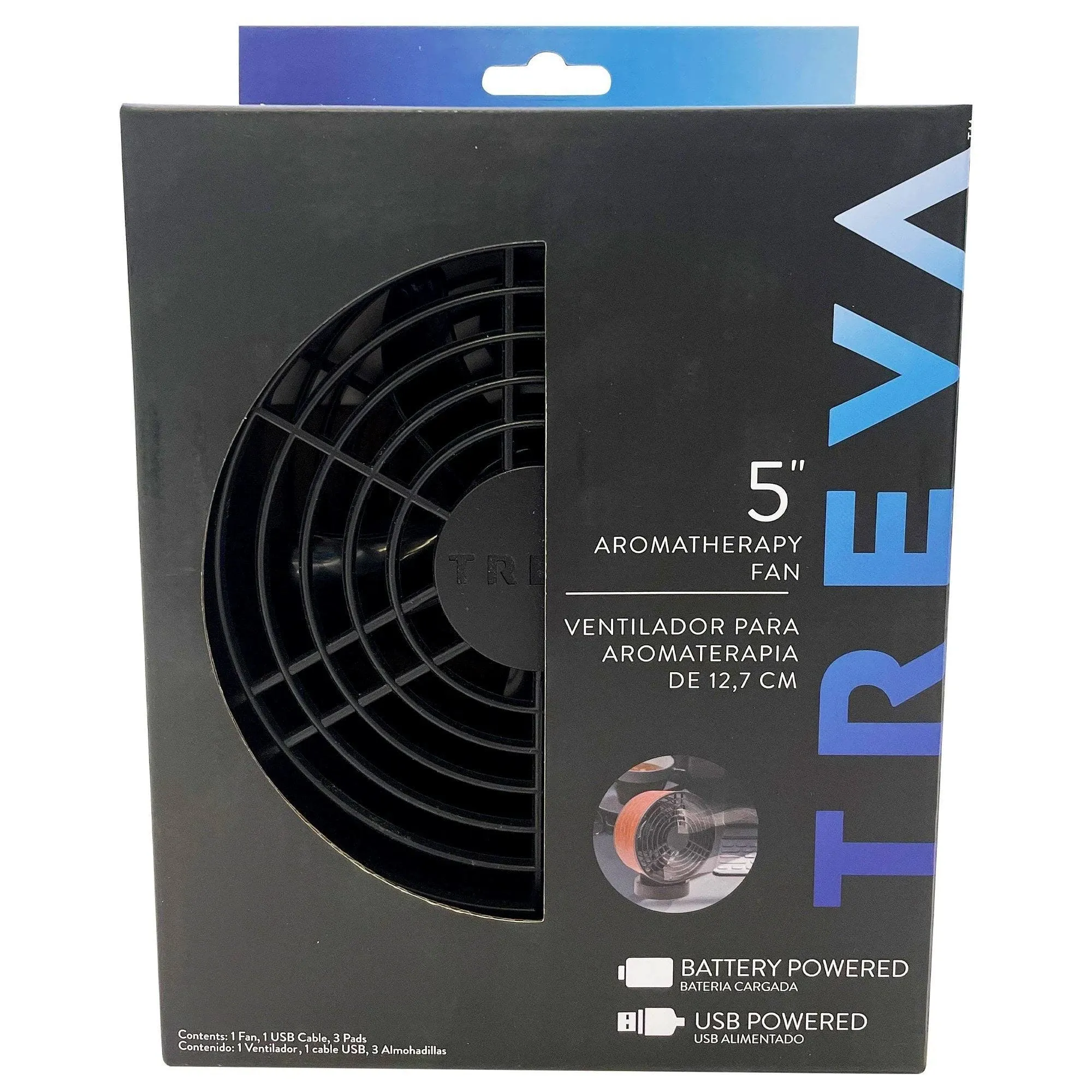 Treva 5" Aromatherapy Diffuser Fan - 2 Speed Air Flow - Faux Wood Design with Re