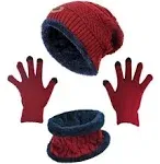 HINDAWI Winter Hat Scarf Gloves Slouchy Beanie Snow Knit Skull Cap Touch Screen Mittens Circle Scarves for Women