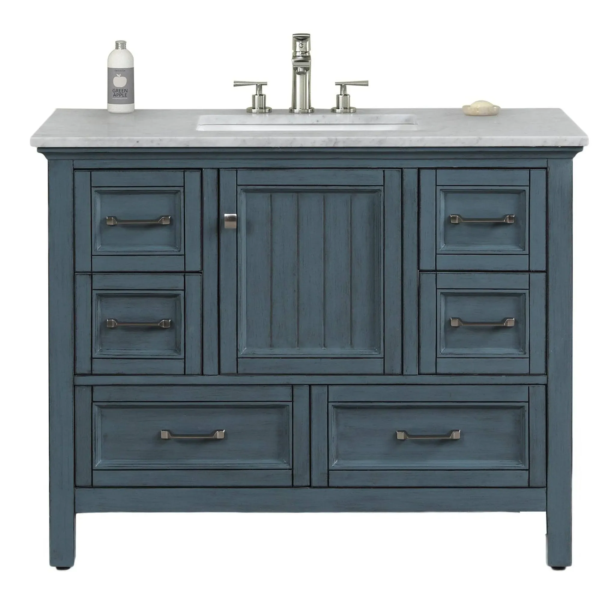 Eviva Britney Ash Blue 42 Inch Bathroom Vanity with Sink - A Fusion of Bathroom Sink Cabinet - White Undermount Porcelain Sinks - Bathroom Vanities for Elegance-Bathroom Sink Vanity