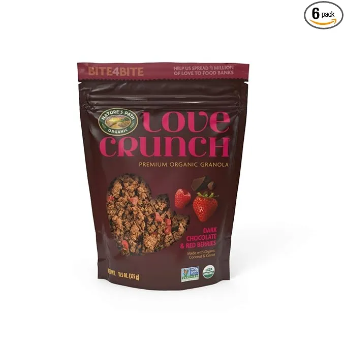 Nature's Path Organic Love Crunch Premium Granola, Dark Chocolate & Red Berries, 11.5 Ounce (Pack of 6)Nature's Path Organic Love Crunch Premium Granola, Dark Chocolate & Red Berries, 11.5 Ounce (Pack of 6)