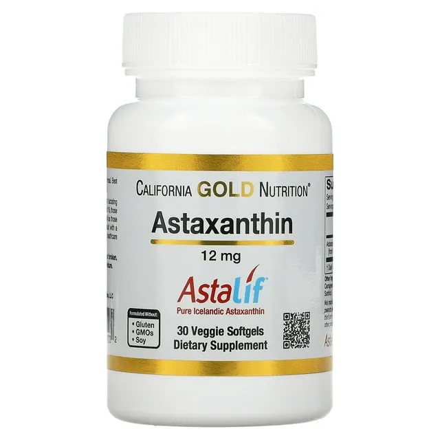 Astaxanthin, Antioxidant Carotenoid, AstaLif Pure Icelandic Biologically Active 99% isomer, 12 mg, 120 Veggie Softgels