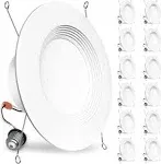 BBOUNDER 12 Pack 5/6 inch LED Recessed Downlight, Baffle Trim, Dimmable, 12.5W=100W, 5000K Daylight, 950 lm, Damp Rated, Simple Retrofit