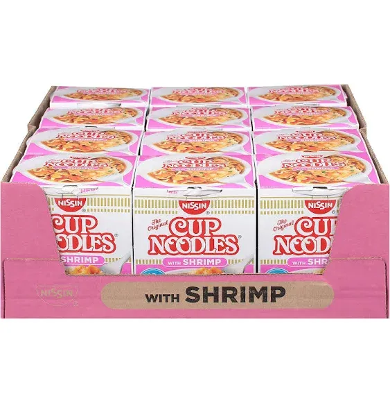 Nissin Cup Noodles Ramen Noodle Soup, with Shrimp - 12 pack, 2.25 oz cups