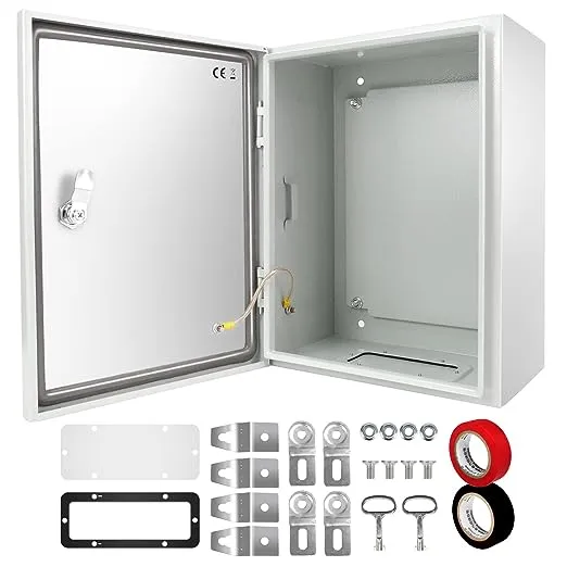 Outdoor Electrical Box 16 x 12 x 8'' NEMA 4X Enclosure Waterproof Steel Box Electrical Lockable Junction Box Outdoor Electrical Enclosure 16''