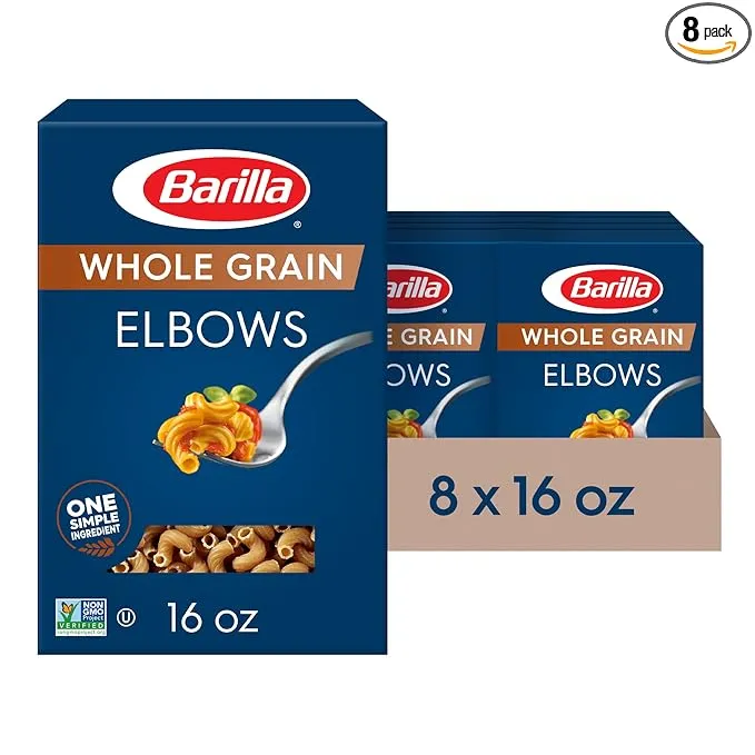 Barilla Whole Grain Pasta, Elbows, 16 Ounce (Pack of 8)