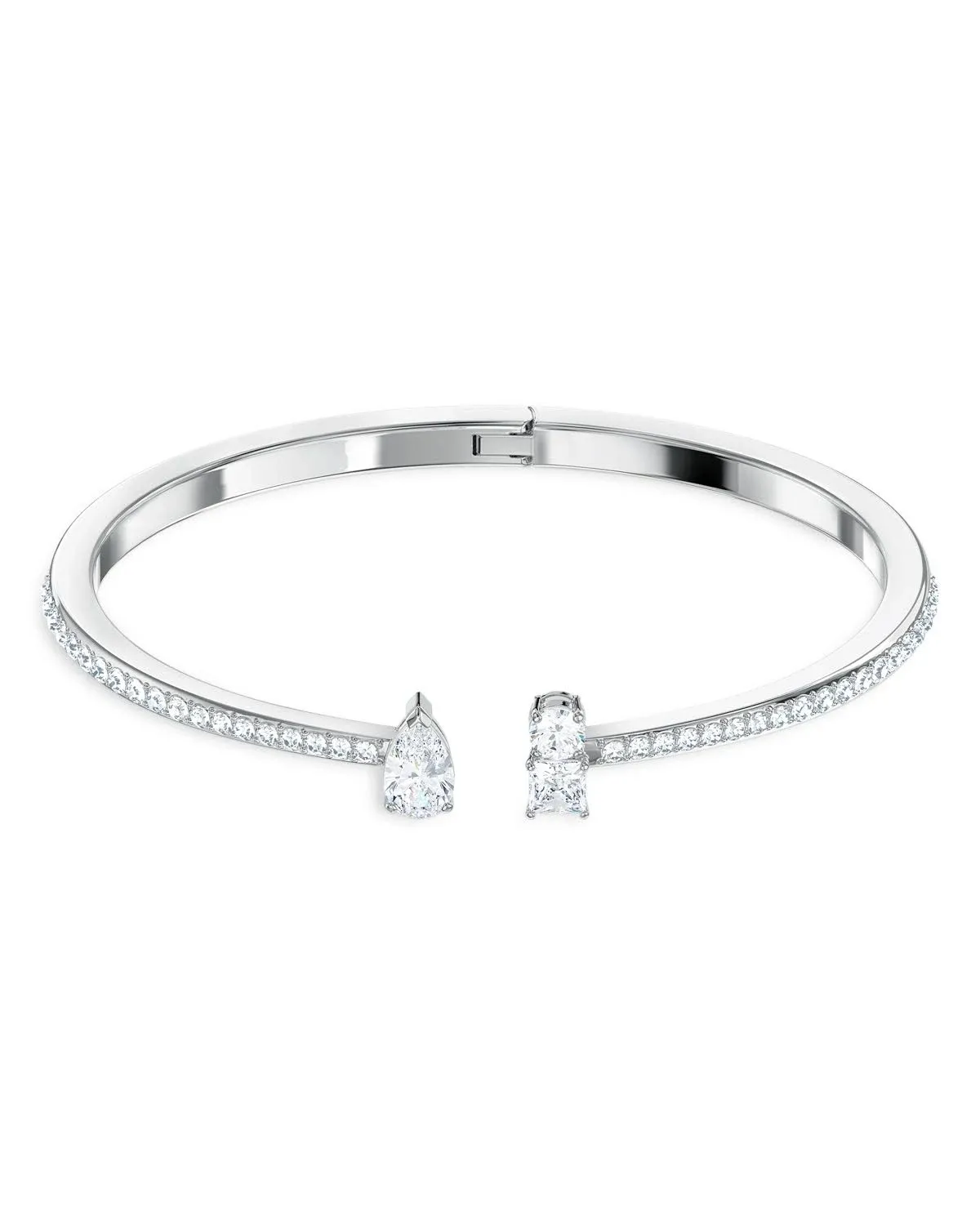 Swarovski Attract Cuff Bangle, White, Rhodium Plated