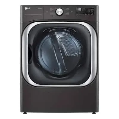 LG - 9.0 Cu. Ft. Stackable Smart Electric Dryer with Steam and Built-In Intelligence - Black Steel