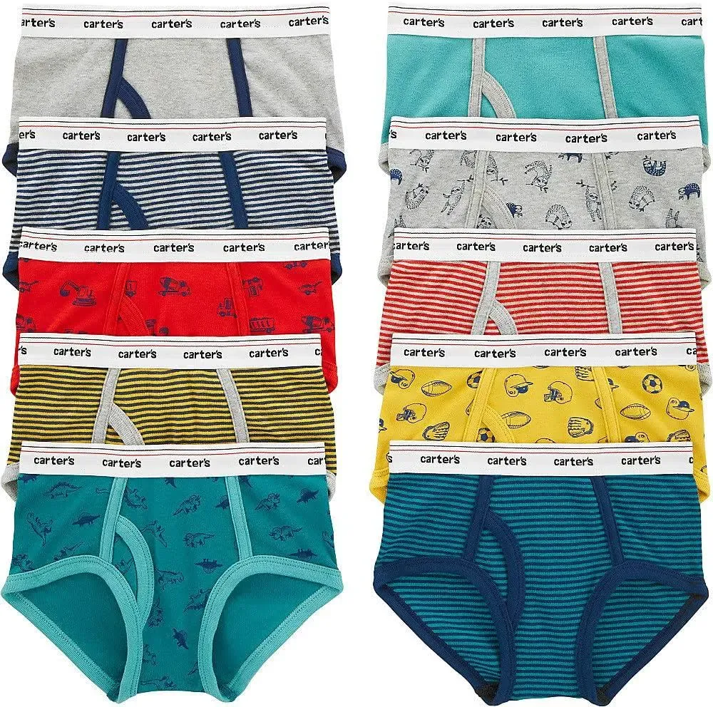 NIP Carter&#039;s Boy&#039;s 4/5 Sports Dinosaur Vehicle Sloths Briefs 10 Pack