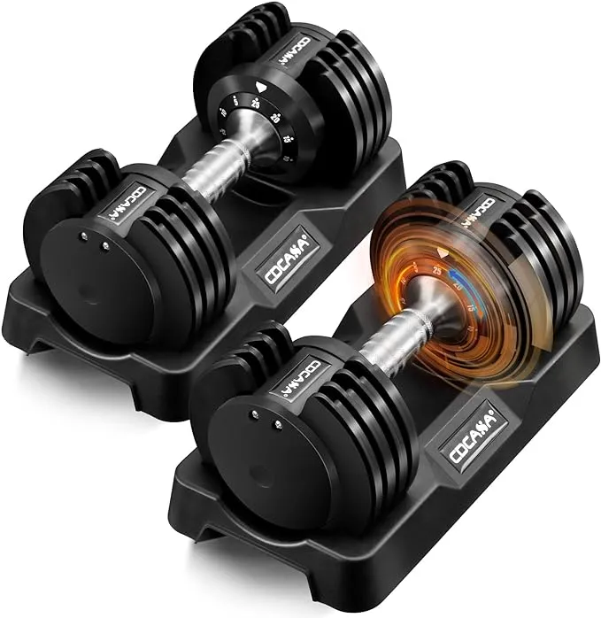 Adjustable Dumbbell Set of 2 Anti-Slip Handle 5 Different Free Weights Per Dumbbell for Men Women Home Workout Gym