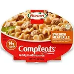 HORMEL COMPLEATS Swedish Meatballs Microwave Tray, 9 Ounces (Pack Of 6)