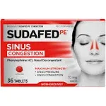 Sudafed Sinus Congestion Maximum Strength Decongestant Tablets