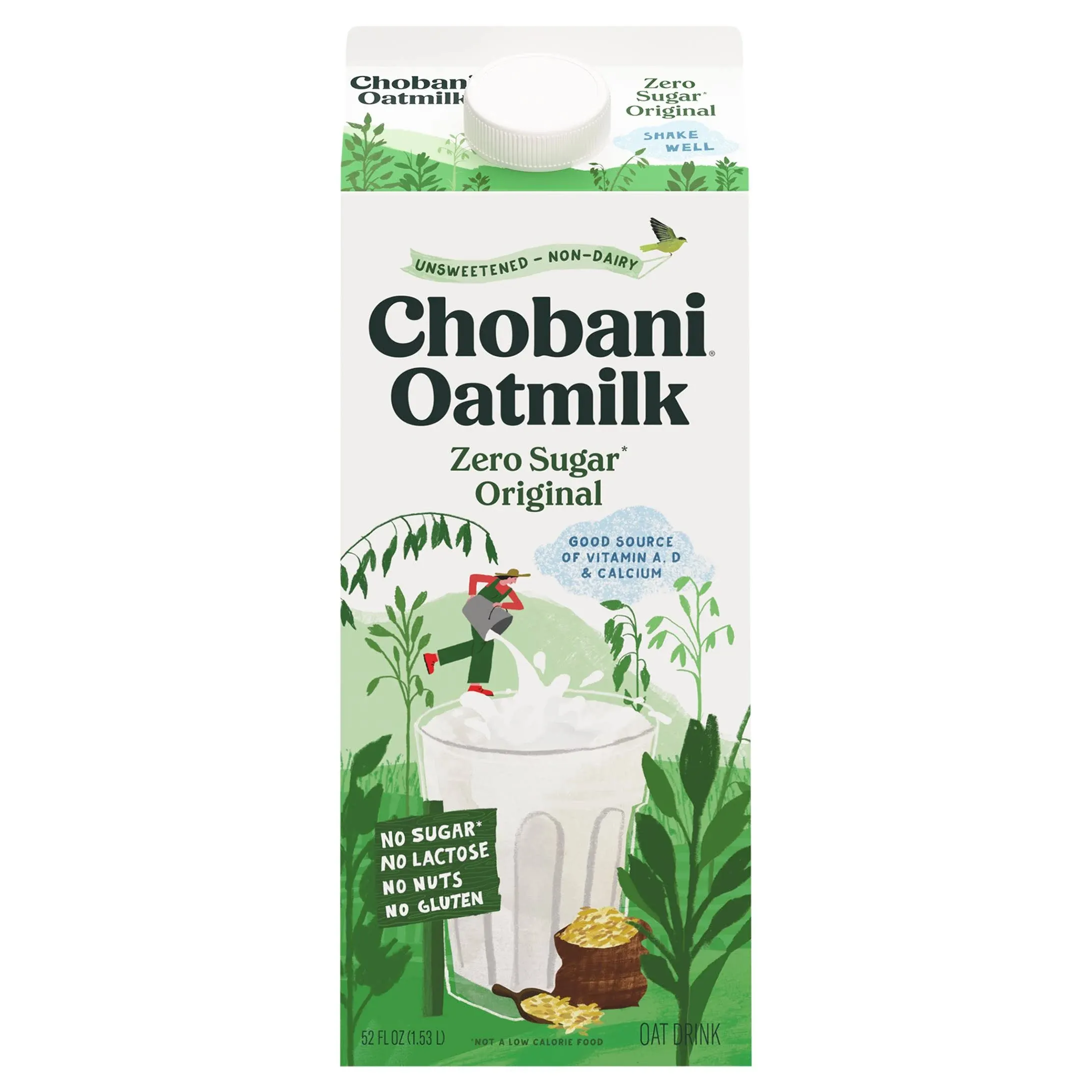 Chobani Oatmilk, Zero Sugar, Original - 52 fl oz