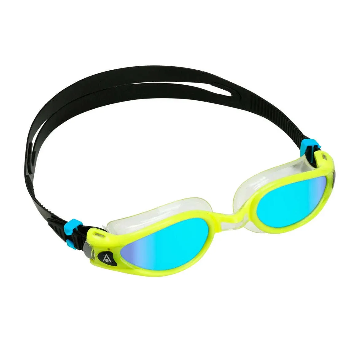 Aquasphere Kaiman Exo Swim Goggle - Yellow & Black /Blue Titanium Mirrored Lens