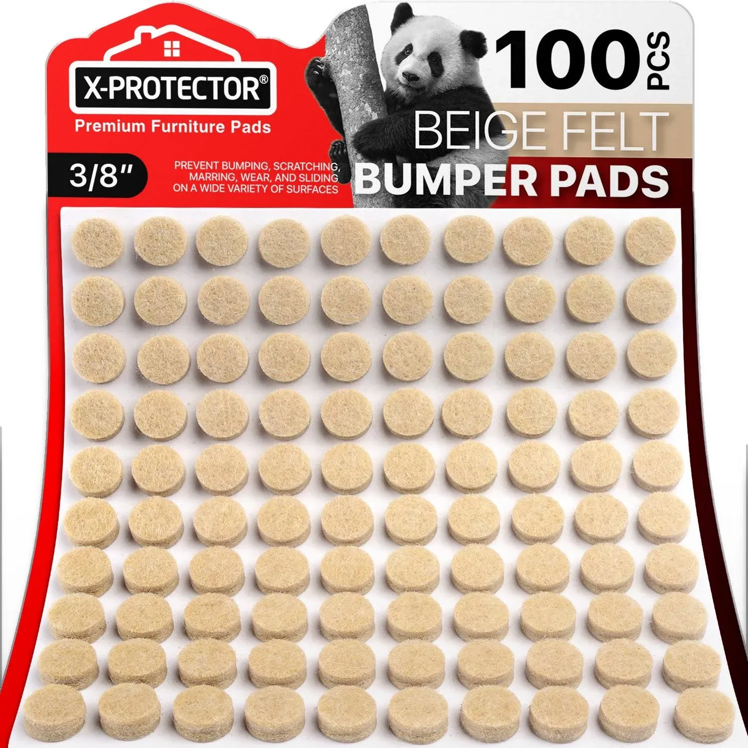 Cabinet Door Bumpers X-Protector 100 PCS – Small Felt Pads 3/8” – Ideal Beige Fe