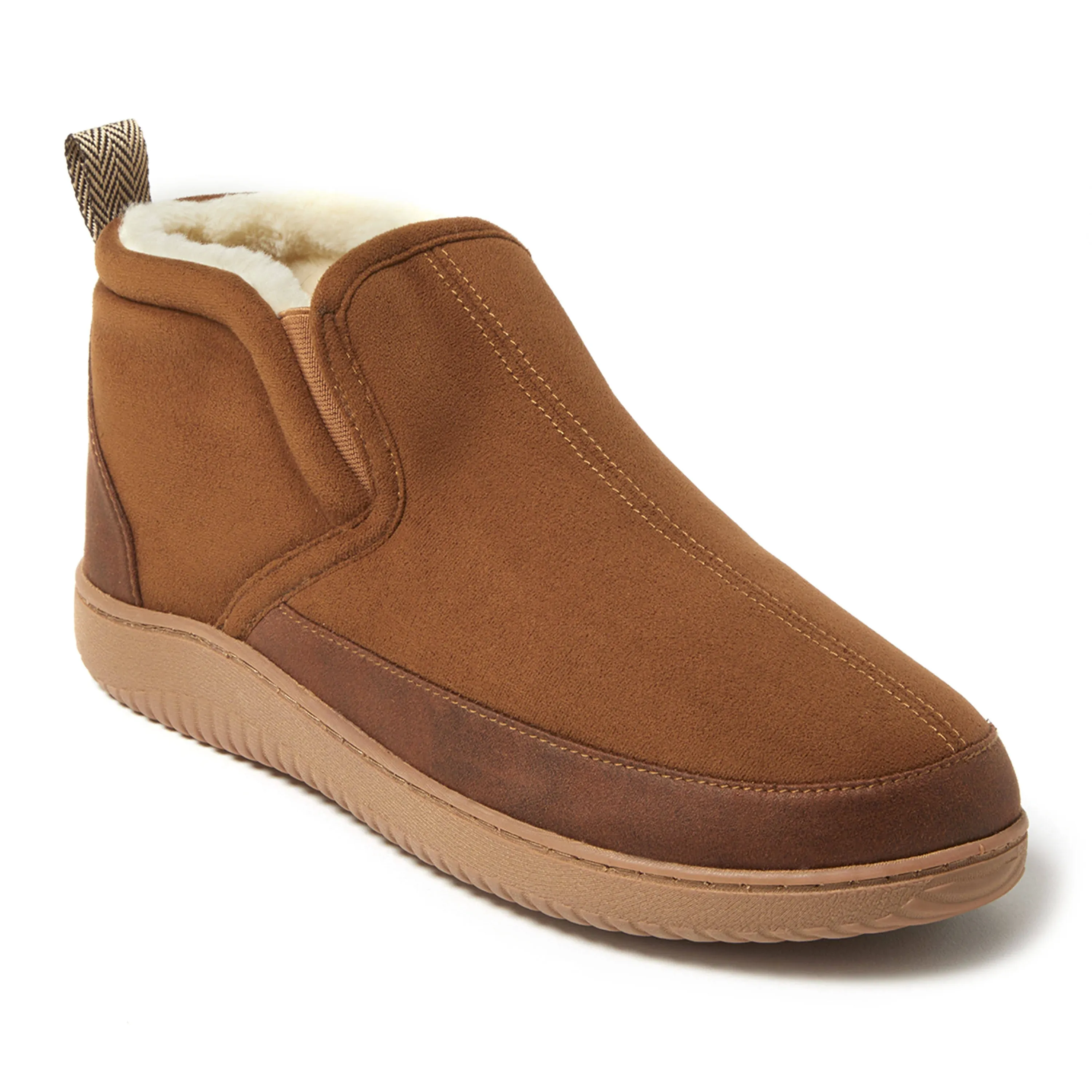 Dearfoams Men's Spencer MicroSuede Bootie with Gore - Chestnut Size M