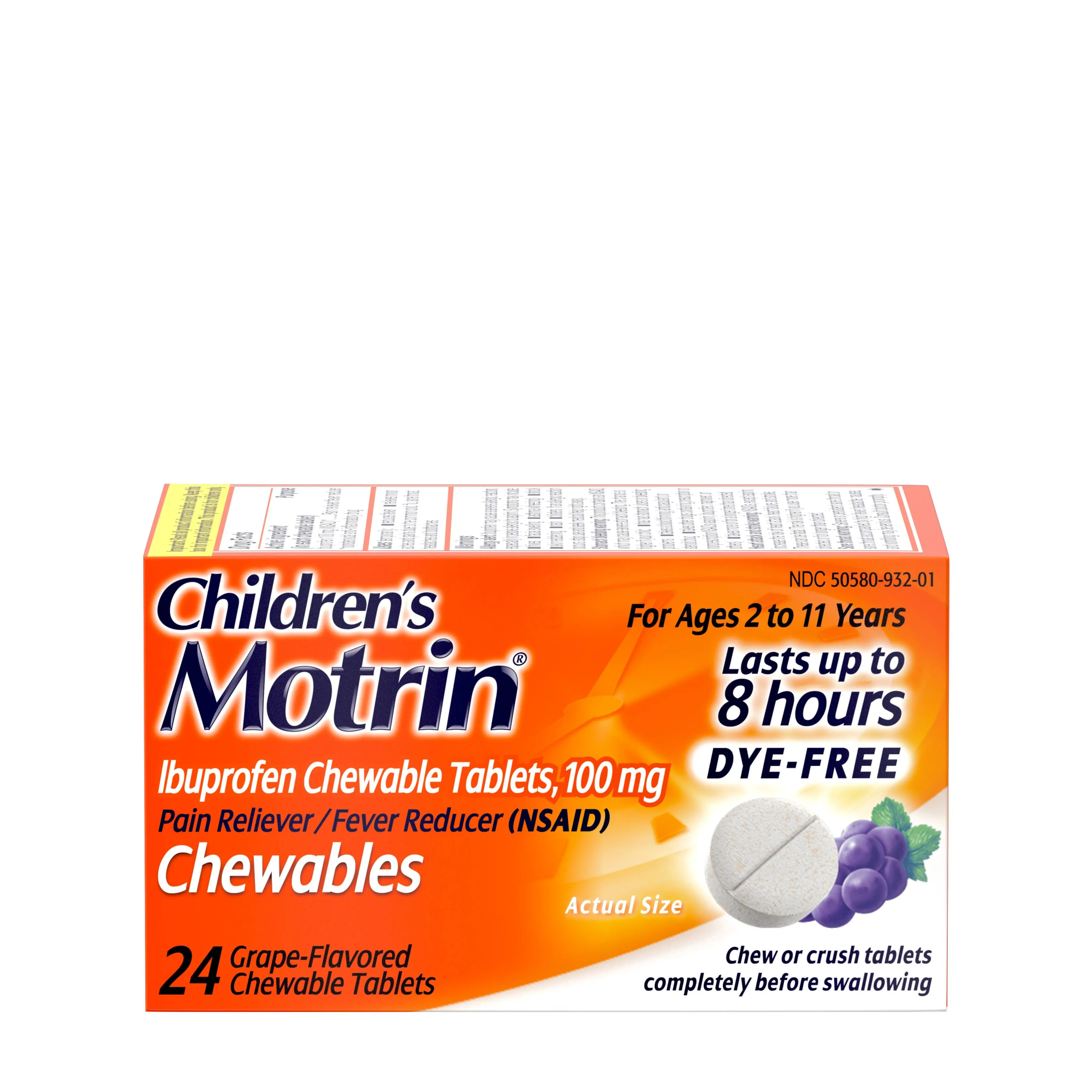 Children's Motrin Dye-Free Ibuprofen Chewable Tablets - Grape, 24 ct