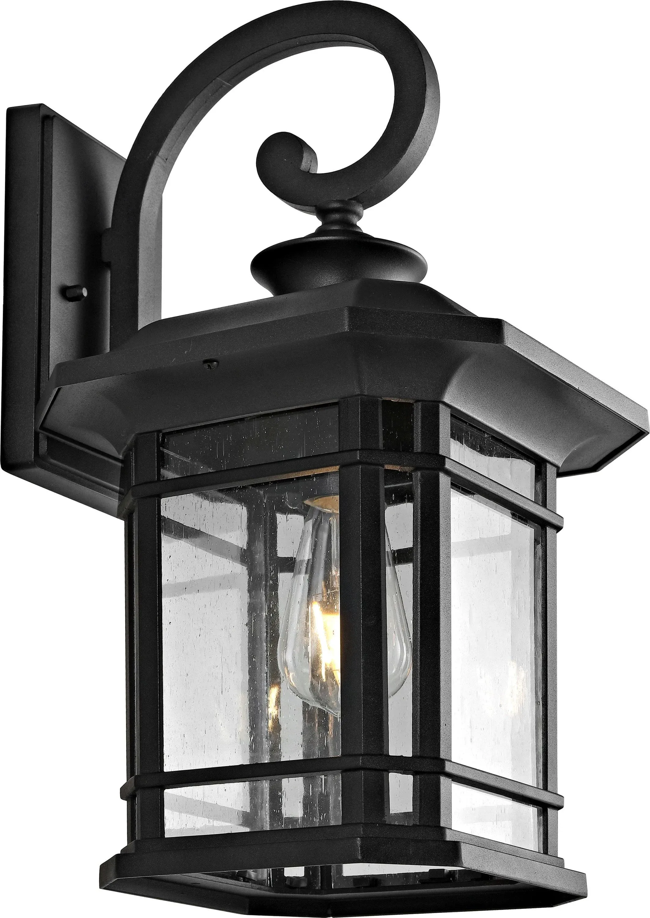 SAFAVIEH Cendra Outdoor Wall Lantern | Clear / Black |