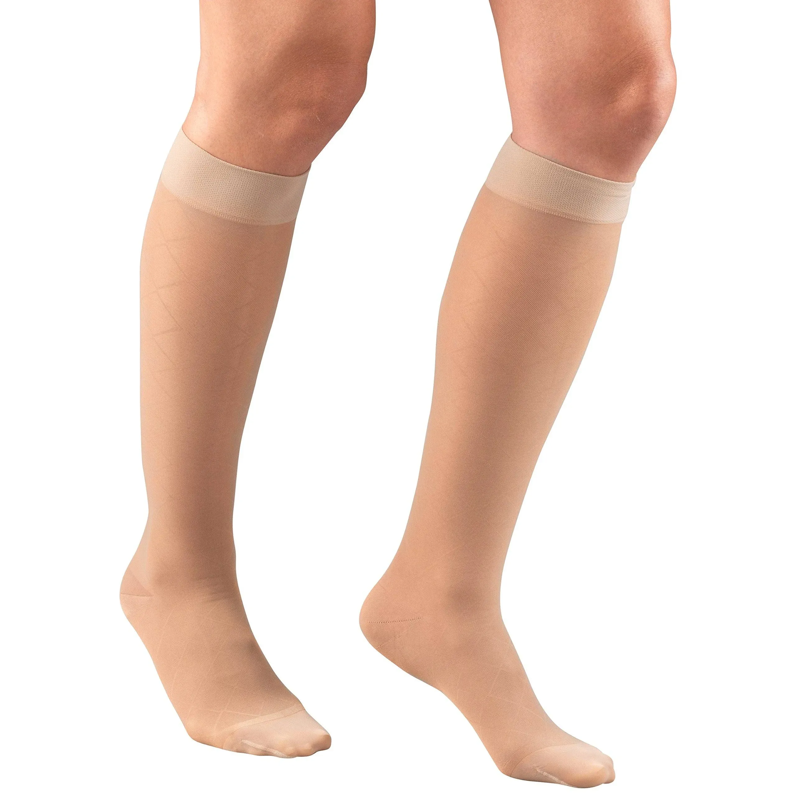 Truform Lites Women's Knee High 15-20 mmHg, Diamond Pattern / Medium / Nude