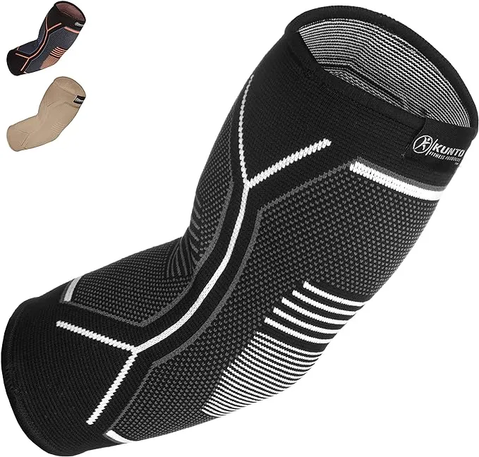 Kunto Fitness Elbow Brace Compression Support Sleeve (Shipped From USA) for Tendonitis, Tennis Elbow, Golf Elbow Treatment - Reduce Joint Pain During Any Activity!