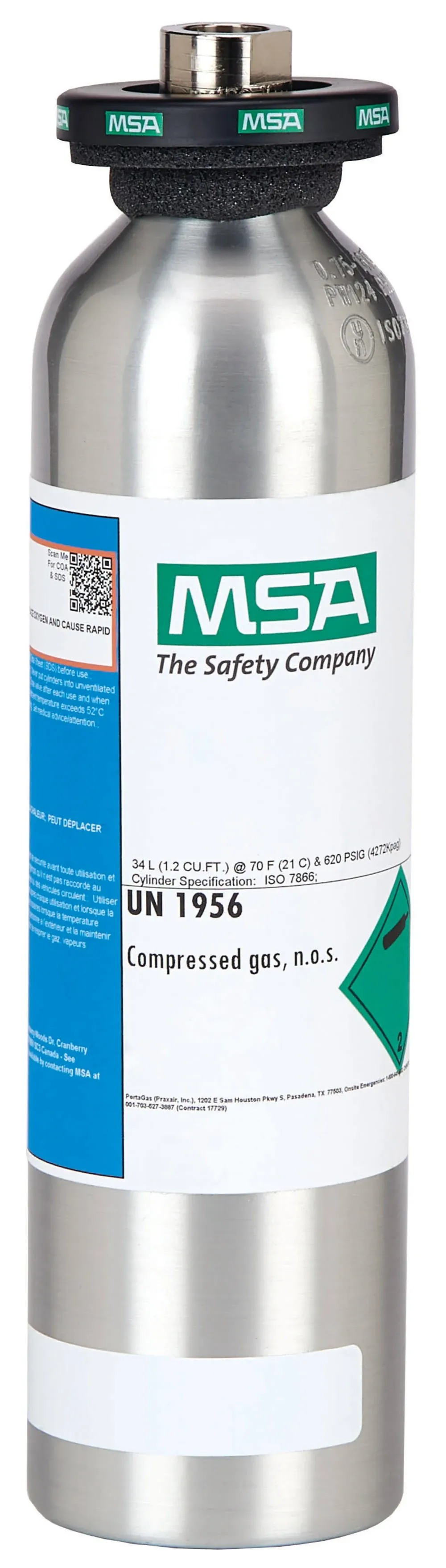 MSA 10048280 Calibration Gas Cylinder, 34L