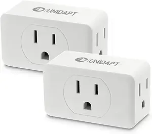 Unidapt 3 Outlet Multi Plug Wall Adapter, Multiple Outlet Splitter, Extender Grounded Wall Tap Power Plug Expander for Cruise Ship Home Office Dorm Essentials, 2-Pack