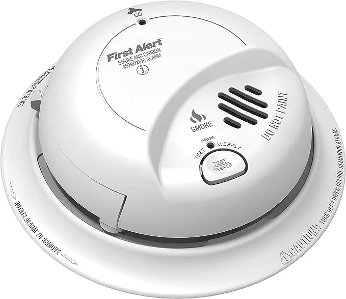 First Alert SC9120B Direct Wire Combination Smoke and Carbon Monoxide Detector, 120 Volt 9 Volt Battery Back-up - 3 Pack