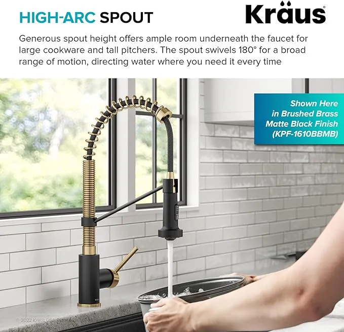 Kraus Bolden Spot Free Antique Champagne Bronze Single Handle Pull-down Kitchen Faucet