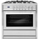 Cosmo 36" 3.8 Cu. ft. Single Oven Gas Range with 5 Burner Cooktop and Heavy Duty Cast Iron Grates in Stainless Steel (COS-965AGC)