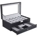 SONGMICS Lockable Watch Box with Glass Lid