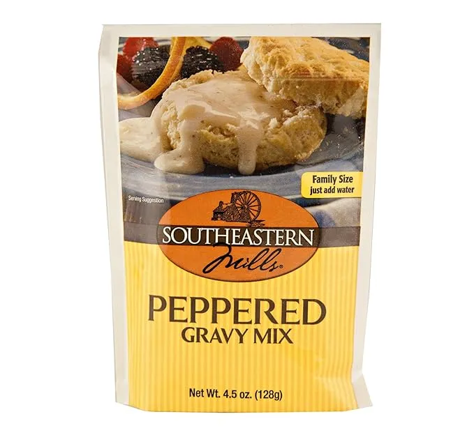 Southeastern Mills Gravy Mix Packet, Peppered Gravy Mix, Makes 3 ½ Cups of Gravy, Just Add Water, Family Size Packet, 4.5-Ounce Packet (Pack of 12 Packets)Southeastern Mills Gravy Mix Packet, Peppered Gravy Mix,…