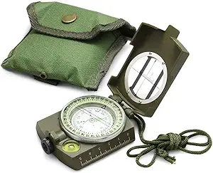 Eyeskey Multifunctional Tactical Survival Military Compass with Lanyard & Pouch | Waterproof & Impact Resistant | Lensatic Sighting Compass for Hiking