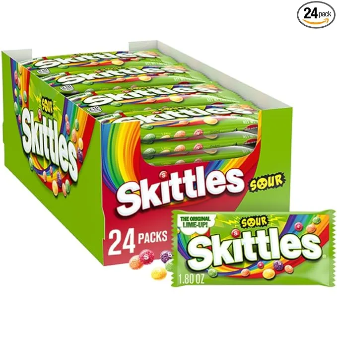 SKITTLES Sour Summer Chewy Candy Bulk Assortment, 24 Ct Bulk Candy Box