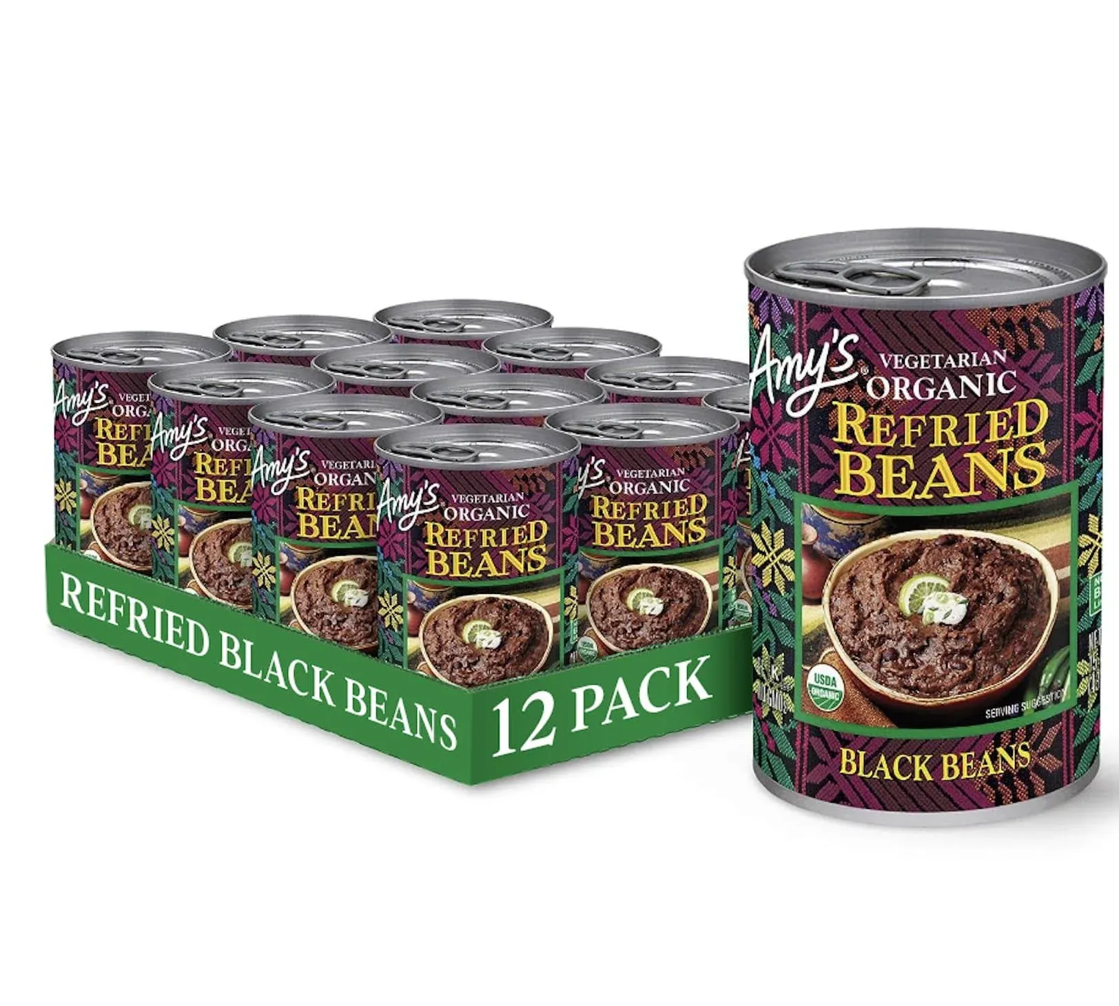 Amy's Refried Black Beans Organic-15.4 oz.-12/Case MPN#000551