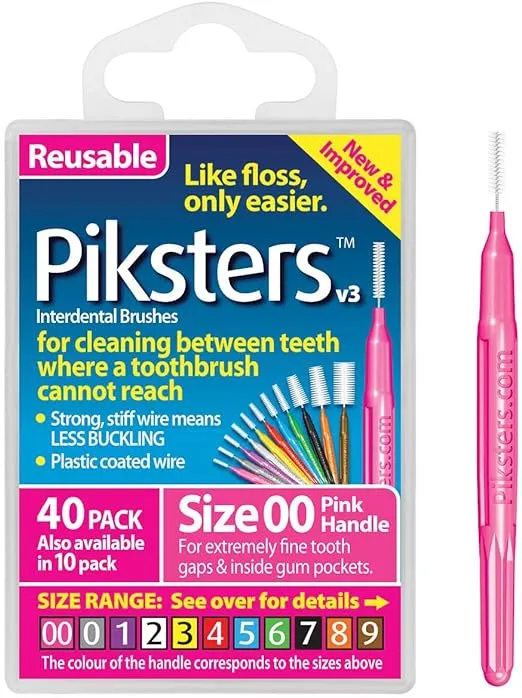 Piksters Pink Size 00 Xxfine Interdental Brushes - 40 Pack