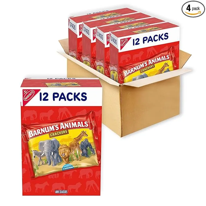 Barnum's Original Animal Crackers, 48 Snack Packs (4 Boxes)