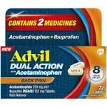 Advil Ibuprofen Dual Action NSAID Back Pain Reliever Caplet - 72ct