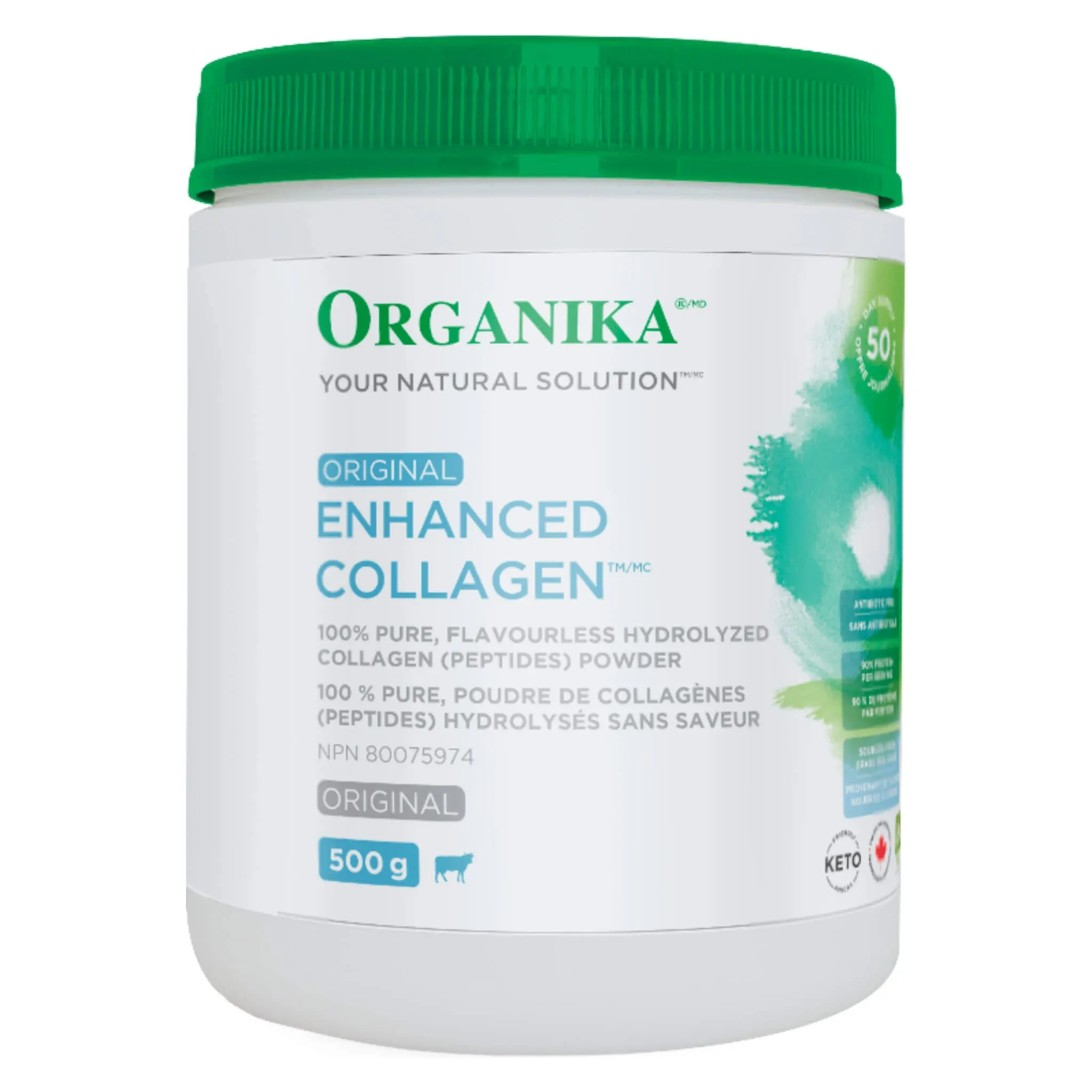 Organika Enhanced Collagen Peptides Protein Powder For Healthy Hair, Skin, Nails, Joints - Hydrolyzed For Better Absorption - Non-GMO - Unflavoured 250g