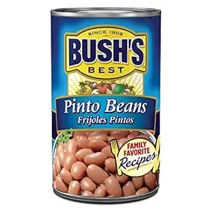 BUSH'S BEST 16 oz Canned Pinto Beans, Source of Plant Based Protein and Fiber, Low Fat, Gluten Free, Great For Soups, Salads and More, (Pack of 12)