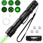 Cowjag High Power Green Laser Pointer Flashlight, Tactical Long Range Laser Flashlight, Rechargeable Laser, Adjustable Focus Laser with Carrying Case