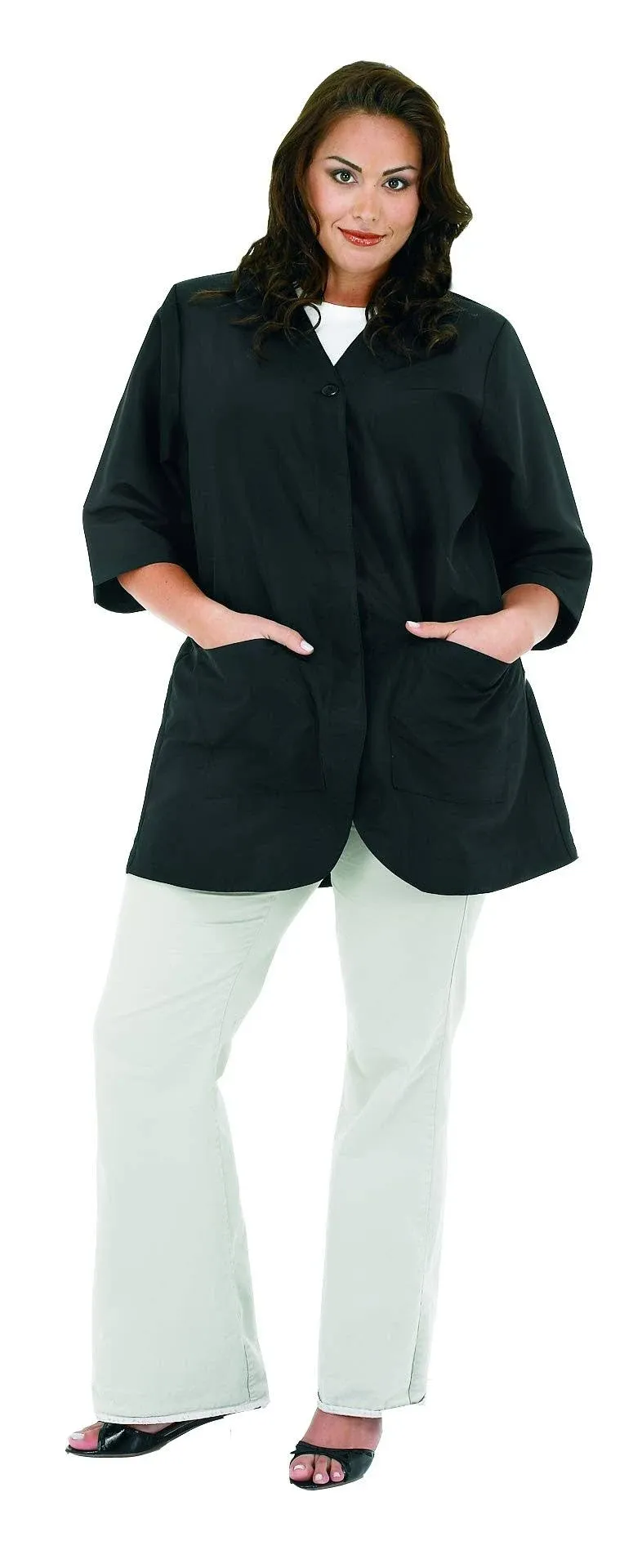 A Size Above Plus Size Salon Stylist Jacket, Black, 3X