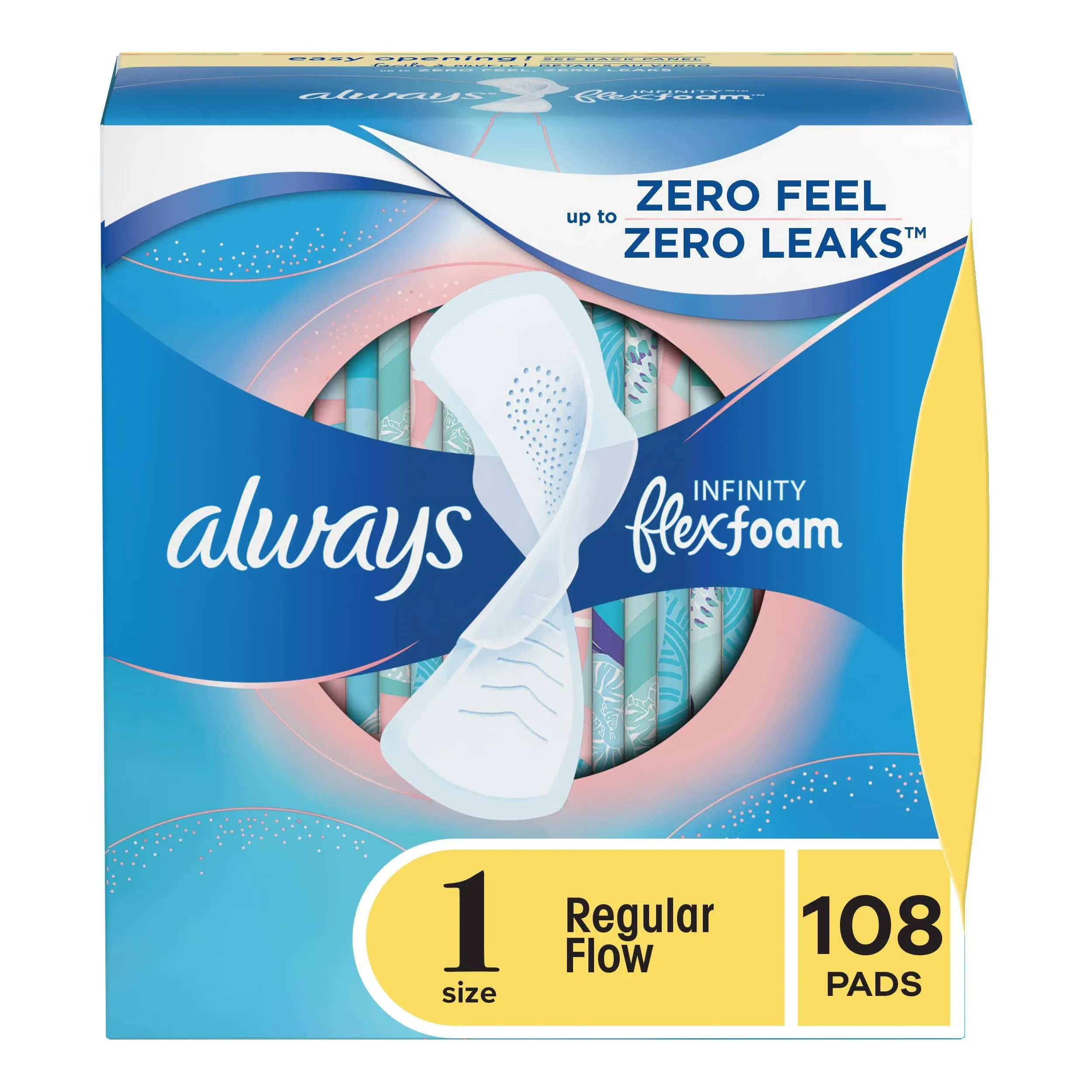 Always Infinity Pads with Wings - Size 1 - Regular - Unscented - 108ct