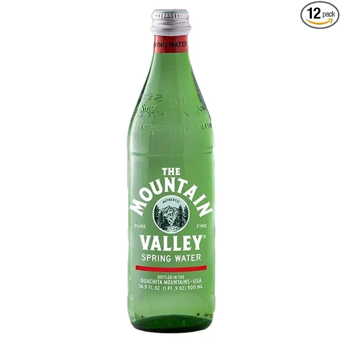 Mountain Valley, Spring Water, Glass Bottle, 16.9 ounces (Pack of 12)